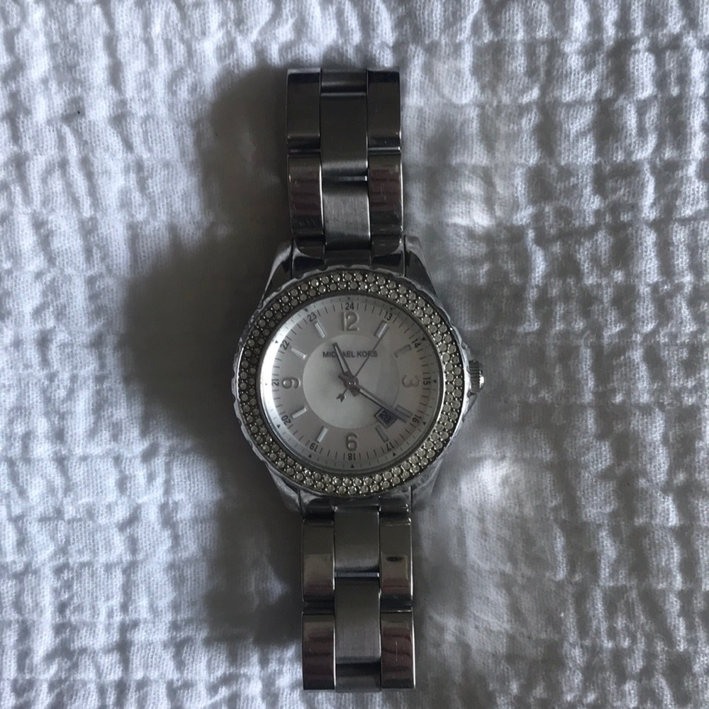 Michael Kors Double Pave Silver Watch